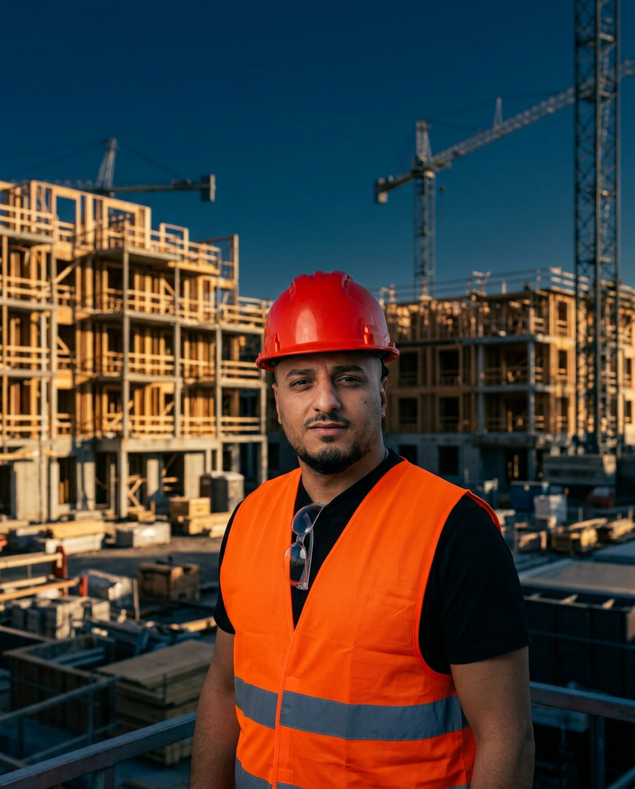Owner of Capital Construction Group on an apartment construction site